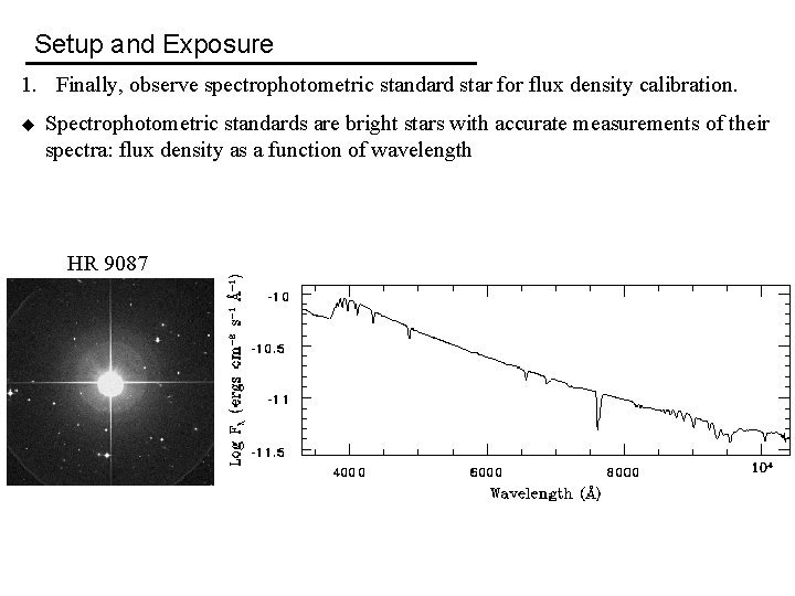 Setup and Exposure 1. Finally, observe spectrophotometric standard star for flux density calibration. u