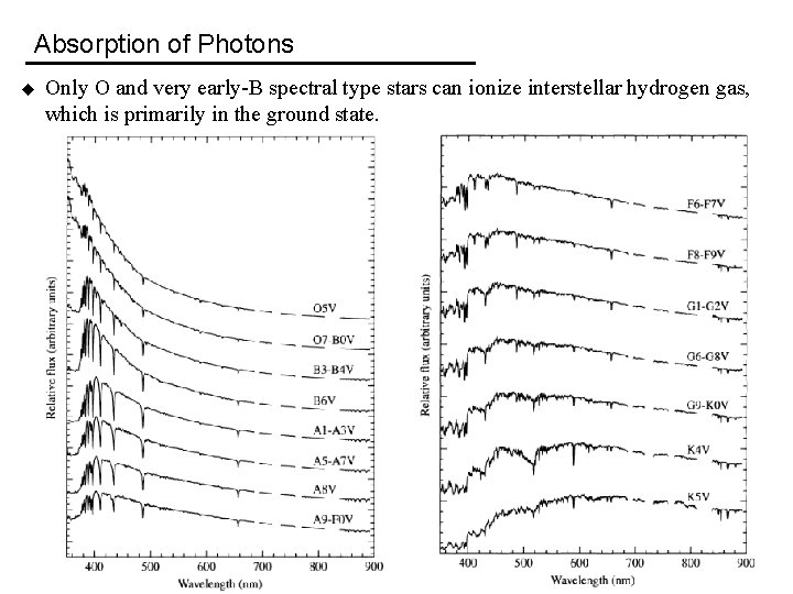 Absorption of Photons u Only O and very early-B spectral type stars can ionize