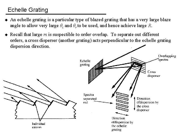 Echelle Grating u An echelle grating is a particular type of blazed grating that