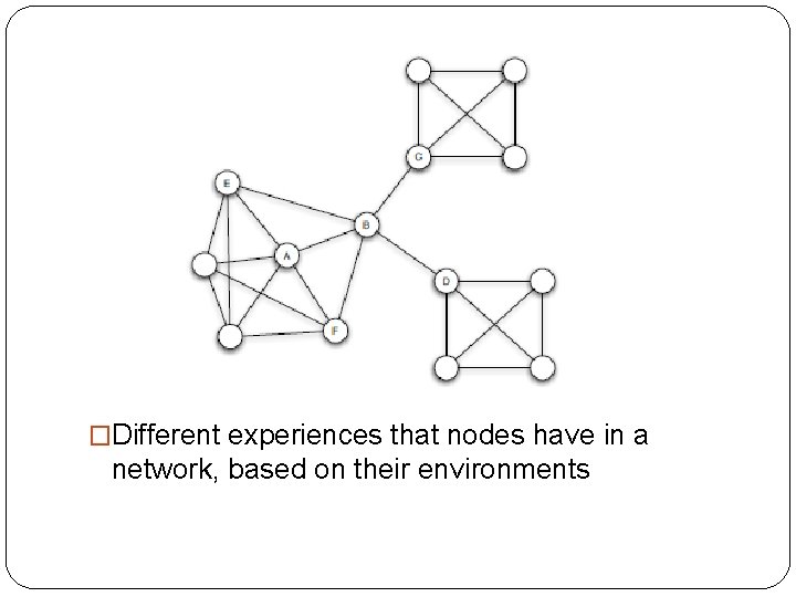 �Different experiences that nodes have in a network, based on their environments 