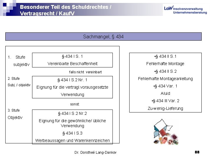 Besonderer Teil des Schuldrechtes / Vertragsrecht / Kauf. V Sachmangel, § 434 1. Stufe