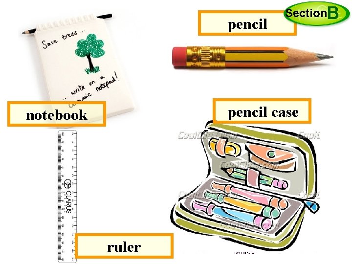 pencil Section. B pencil case notebook ruler 