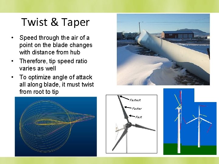 Twist & Taper • Speed through the air of a point on the blade