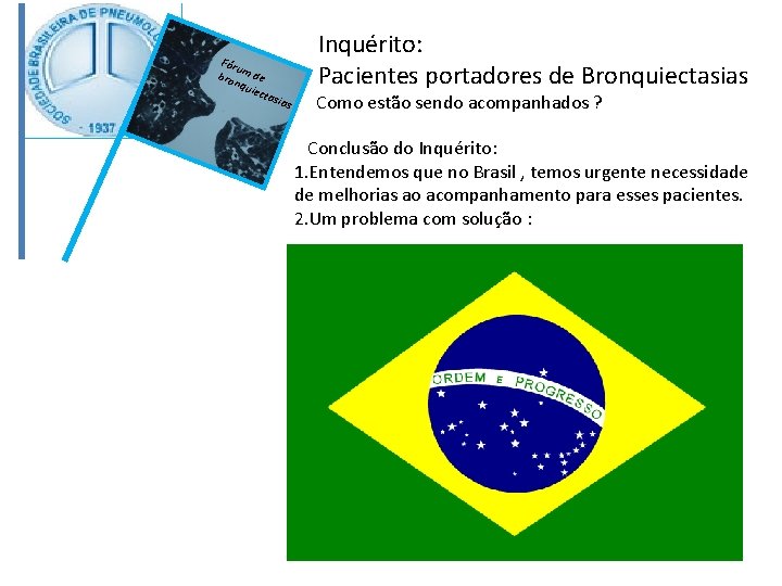 Inquérito: Pacientes portadores de Bronquiectasias Fór u bro m de nqu iect asi as