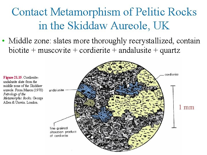 Contact Metamorphism of Pelitic Rocks in the Skiddaw Aureole, UK • Middle zone: slates
