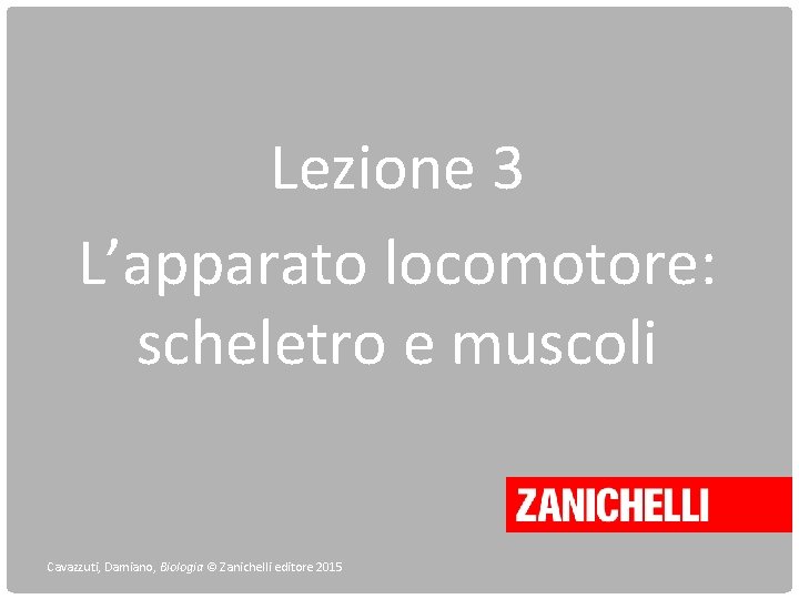 Lezione 3 L’apparato locomotore: scheletro e muscoli Cavazzuti, Damiano, Biologia © Zanichelli editore 2015