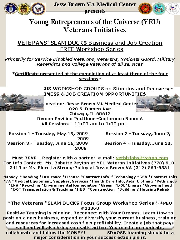 Jesse Brown VA Medical Center presents Young Entrepreneurs of the Universe (YEU) Veterans Initiatives