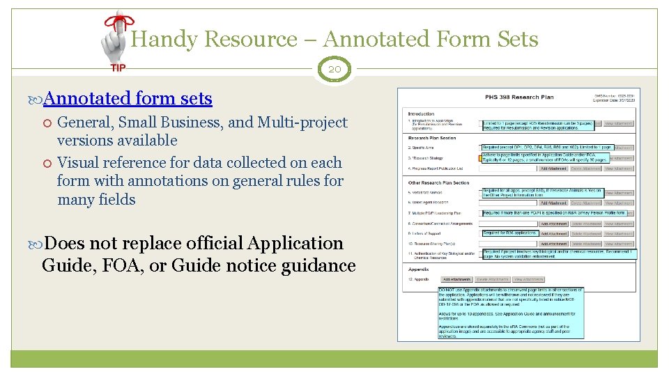 Handy Resource – Annotated Form Sets 20 Annotated form sets General, Small Business, and