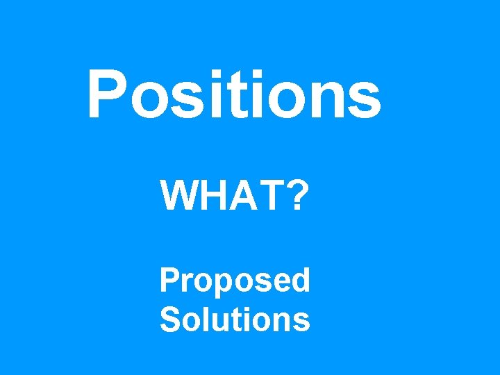 Positions WHAT? Proposed Solutions 
