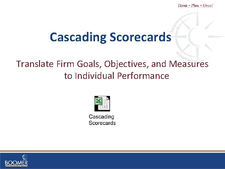 Cascading Scorecards Translate Firm Goals, Objectives, and Measures to Individual Performance 