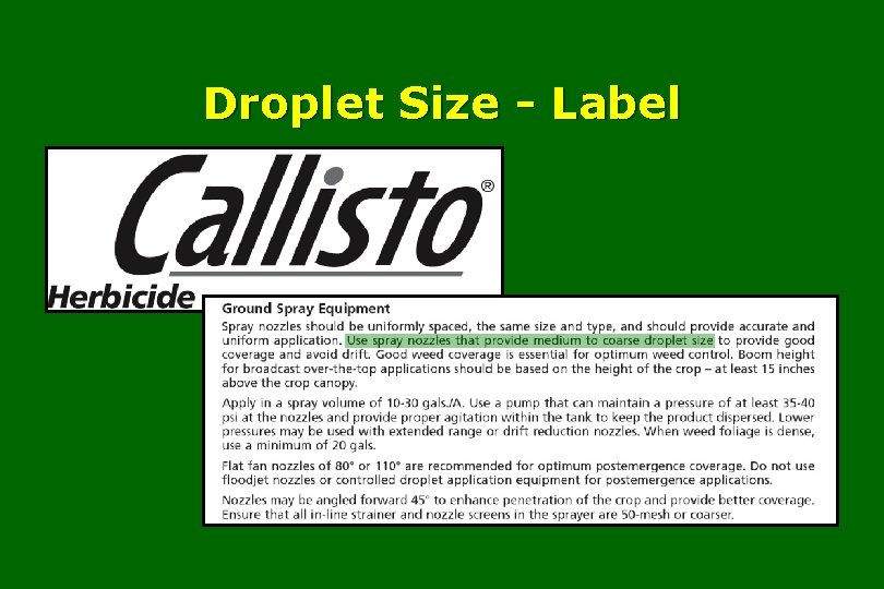 Droplet Size - Label 