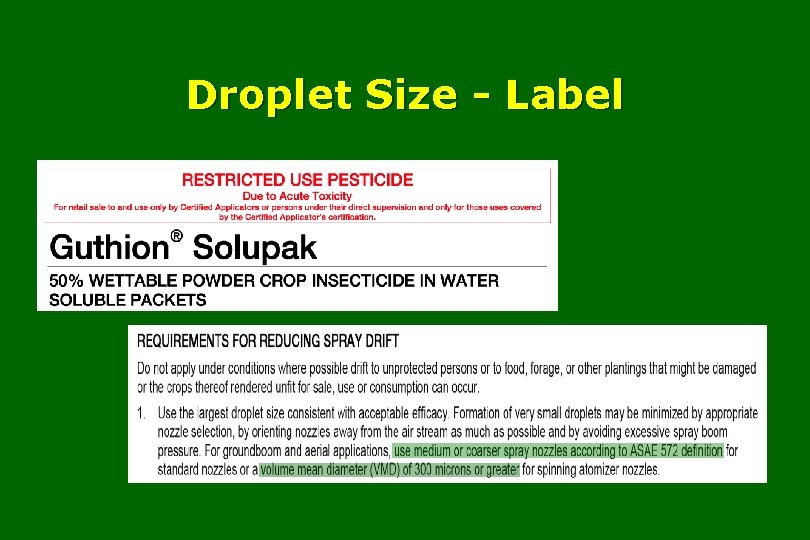 Droplet Size - Label 