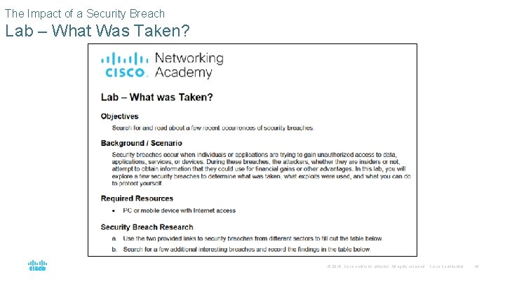 The Impact of a Security Breach Lab – What Was Taken? © 2016 Cisco