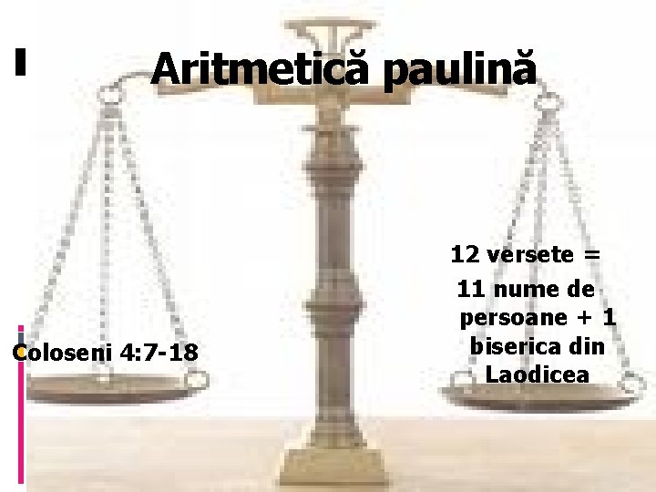 Aritmetică paulină Coloseni 4: 7 -18 12 versete = 11 nume de persoane +