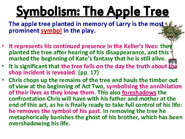 Symbolism: The Apple Tree The apple tree planted in memory of Larry is the