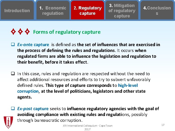 Introduction ⟡⟡⟡ 1. Economic regulation 2. Regulatory capture 3. Mitigation of regulatory capture 4.