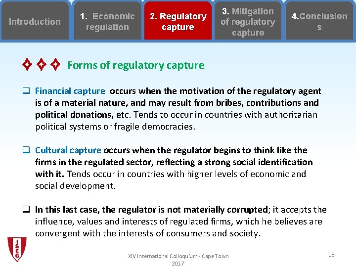 Introduction ⟡⟡⟡ 1. Economic regulation 2. Regulatory capture 3. Mitigation of regulatory capture 4.