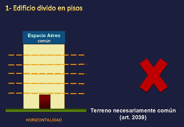 Espacio Aéreo común HORIZONTALIDAD Terreno necesariamente común (art. 2039) 