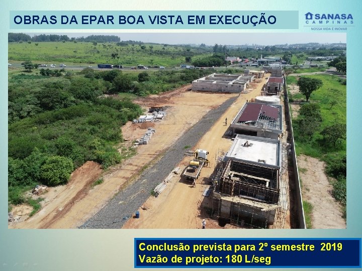 OBRAS DA EPAR BOA VISTA EM EXECUÇÃO Conclusão prevista para 2º semestre 2019 Vazão