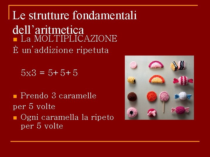 Le strutture fondamentali dell’aritmetica La MOLTIPLICAZIONE È un’addizione ripetuta n 5 x 3 =