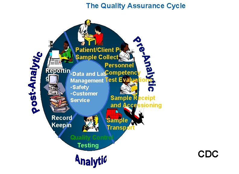 The Quality Assurance Cycle Patient/Client Prep Sample Collection Personnel Reportin Competency • Data and