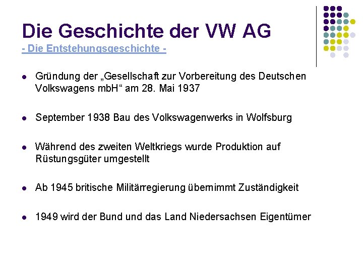 Die Geschichte der VW AG - Die Entstehungsgeschichte l Gründung der „Gesellschaft zur Vorbereitung