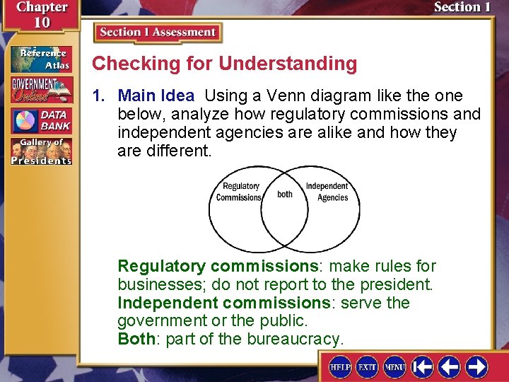 Checking for Understanding 1. Main Idea Using a Venn diagram like the one below,