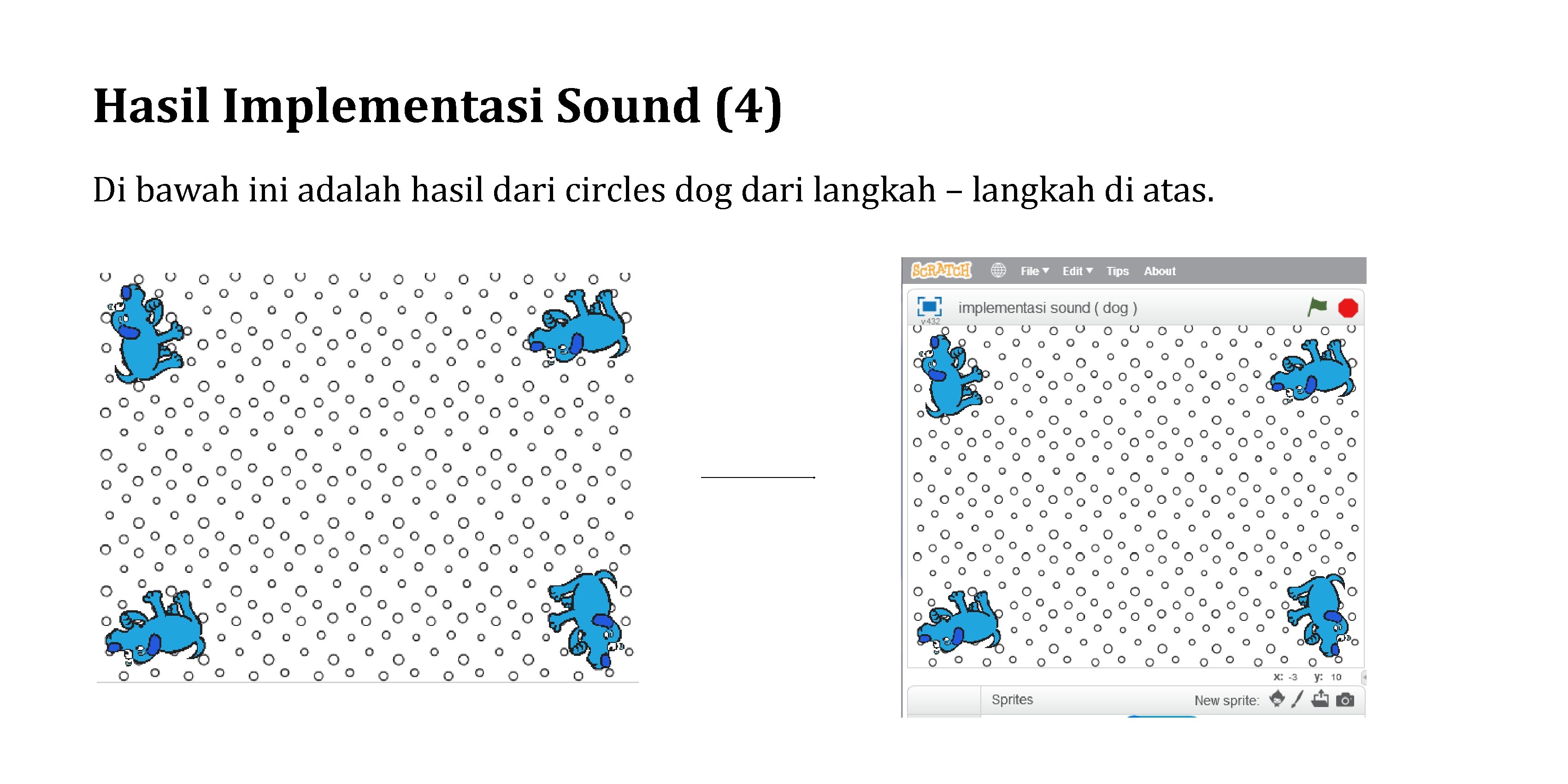 Hasil Implementasi Sound (4) Di bawah ini adalah hasil dari circles dog dari langkah Hasil Implementasi Sound (4) Di bawah ini adalah hasil dari circles dog dari langkah