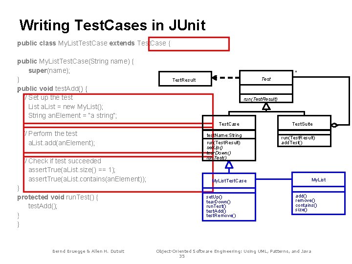 Writing Test. Cases in JUnit public class My. List. Test. Case extends Test. Case