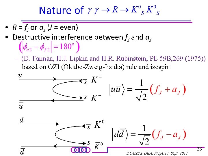 Nature of • R = f. J or a. J (J = even) •