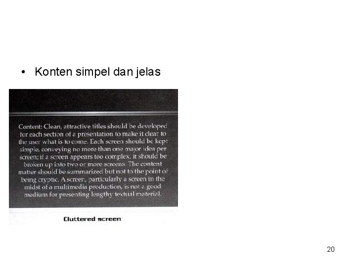  • Konten simpel dan jelas 20 