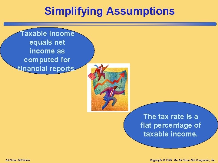 Simplifying Assumptions Taxable income equals net income as computed for financial reports. The tax Simplifying Assumptions Taxable income equals net income as computed for financial reports. The tax