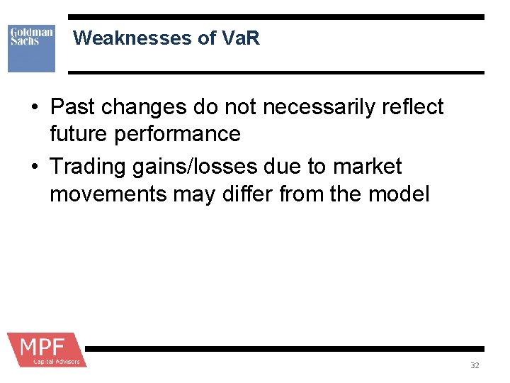 Weaknesses of Va. R • Past changes do not necessarily reflect future performance •