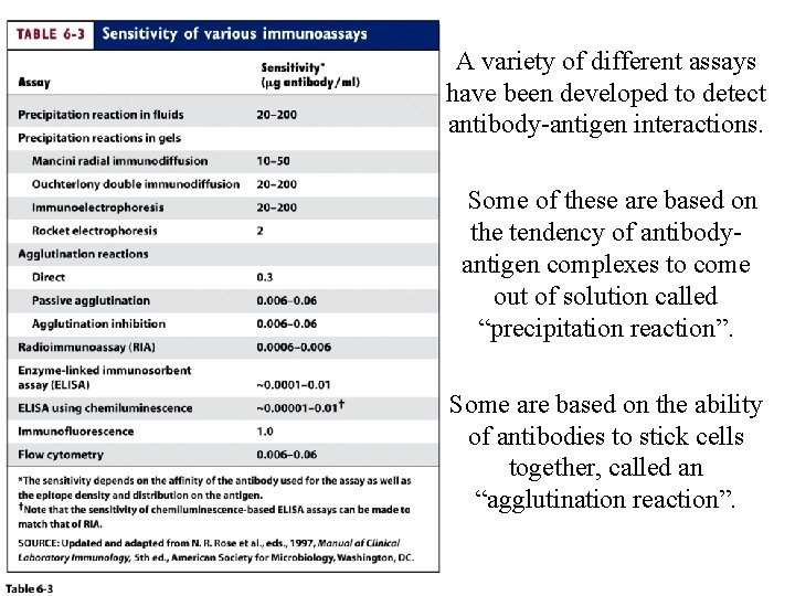 A variety of different assays have been developed to detect antibody-antigen interactions. Some of