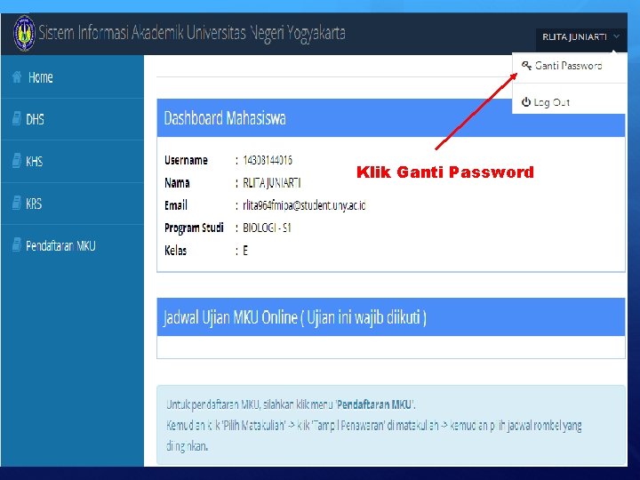 Klik Ganti Password 