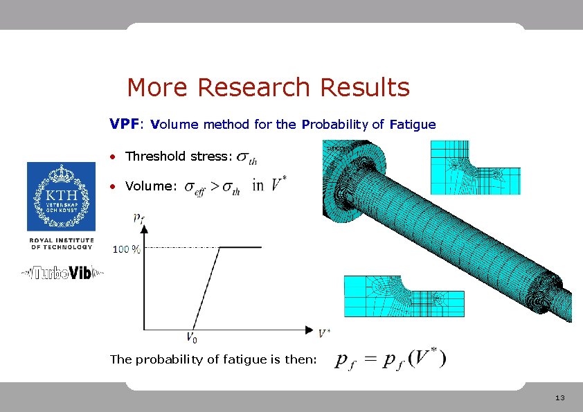 More Research Results VPF: Volume method for the Probability of Fatigue • Threshold stress: