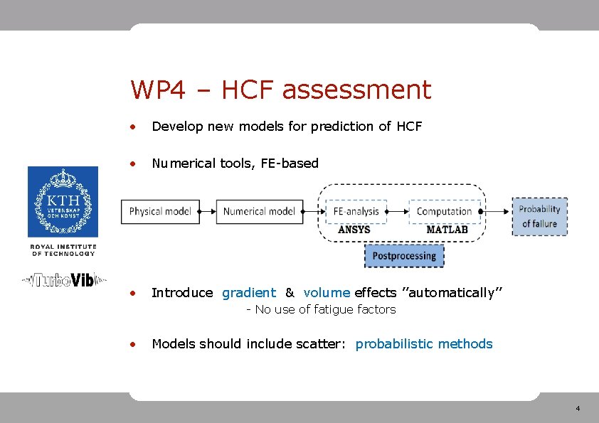 WP 4 – HCF assessment • Develop new models for prediction of HCF •