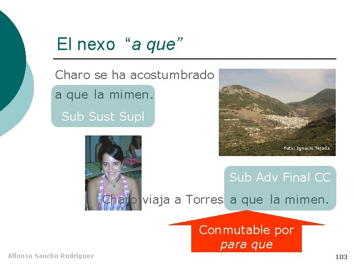 El nexo “a que” Charo se ha acostumbrado a que la mimen. Sub Sust