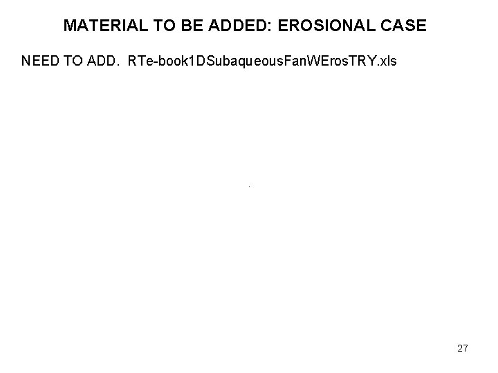 MATERIAL TO BE ADDED: EROSIONAL CASE NEED TO ADD. RTe-book 1 DSubaqueous. Fan. WEros.