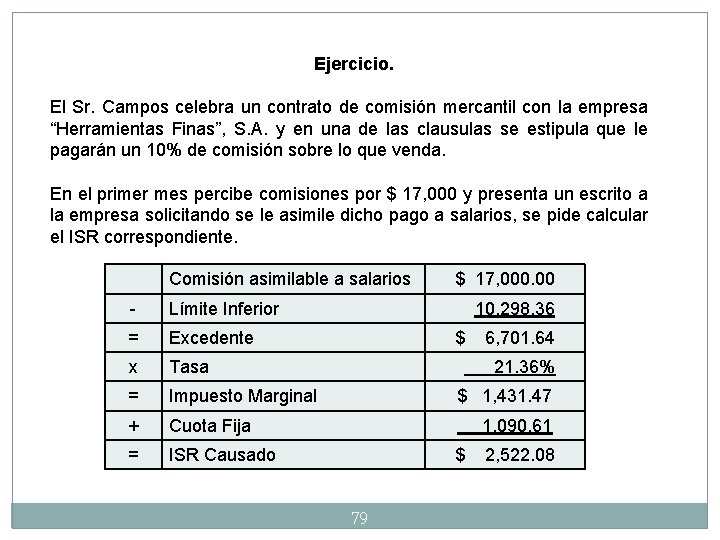 Ejercicio. El Sr. Campos celebra un contrato de comisión mercantil con la empresa “Herramientas