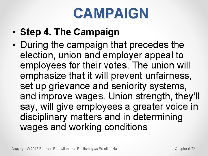 CAMPAIGN • Step 4. The Campaign • During the campaign that precedes the election,