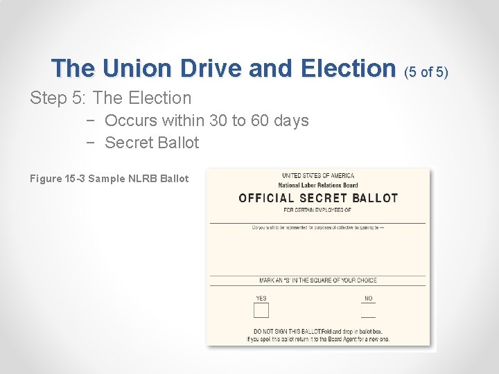 The Union Drive and Election (5 of 5) Step 5: The Election − Occurs