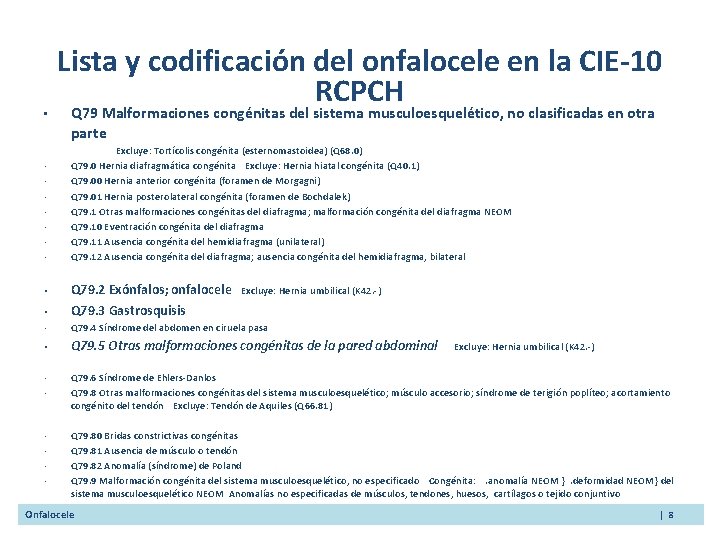  • • Lista y codificación del onfalocele en la CIE-10 RCPCH Q 79