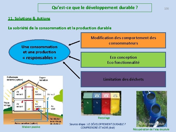 Qu’est-ce que le développement durable ? 100 11. Solutions & Actions La sobriété de