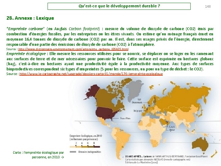 Qu’est-ce que le développement durable ? 148 28. Annexe : Lexique “Empreinte carbone” (en