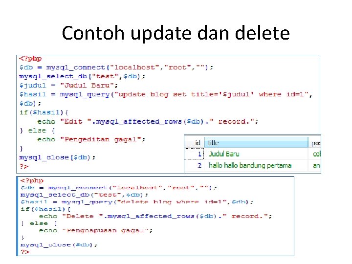 Contoh update dan delete 