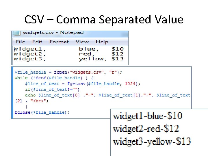 CSV – Comma Separated Value 