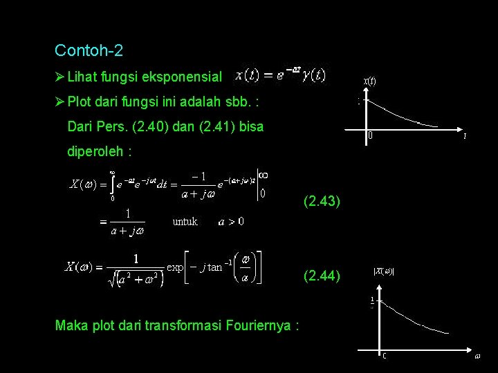 Contoh-2 Ø Lihat fungsi eksponensial Ø Plot dari fungsi ini adalah sbb. : Dari