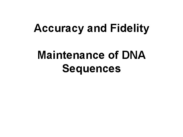Accuracy and Fidelity Maintenance of DNA Sequences 