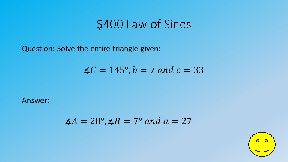 $400 Law of Sines • 